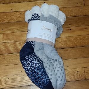 Natural Reflections Cozy Socks - Blue and Gray.  New in package!